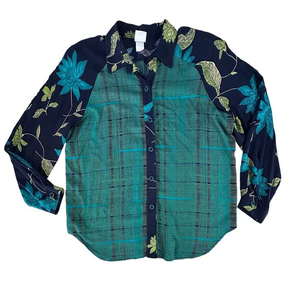 VTG Ali Miles SZ 14 Rayon USA Art-to-wear Button Down Tunic Blouse Geometric - Picture 2 of 16